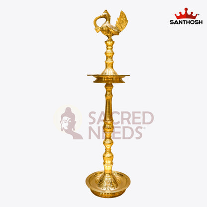 Sacred Needs Brass Annapakshi Kerala Vilakku – 49 Inch (124.5 cm) Height | Traditional Kerala Oil Lamp for Temple, Pooja & Festivals