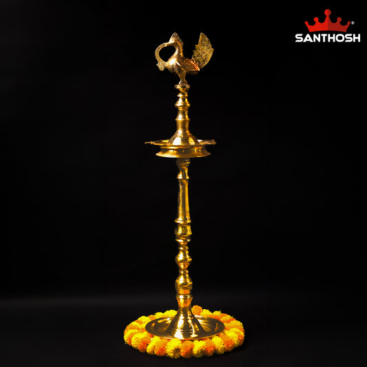 Sacred Needs Brass Annapakshi Kerala Vilakku – 49 Inch (124.5 cm) Height | Traditional Kerala Oil Lamp for Temple, Pooja & Festivals