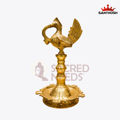 Sacred Needs Brass Annapakshi Kerala Vilakku – 49 Inch (124.5 cm) Height | Traditional Kerala Oil Lamp for Temple, Pooja & Festivals