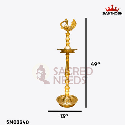 Sacred Needs Brass Annapakshi Kerala Vilakku – 49 Inch (124.5 cm) Height | Traditional Kerala Oil Lamp for Temple, Pooja & Festivals