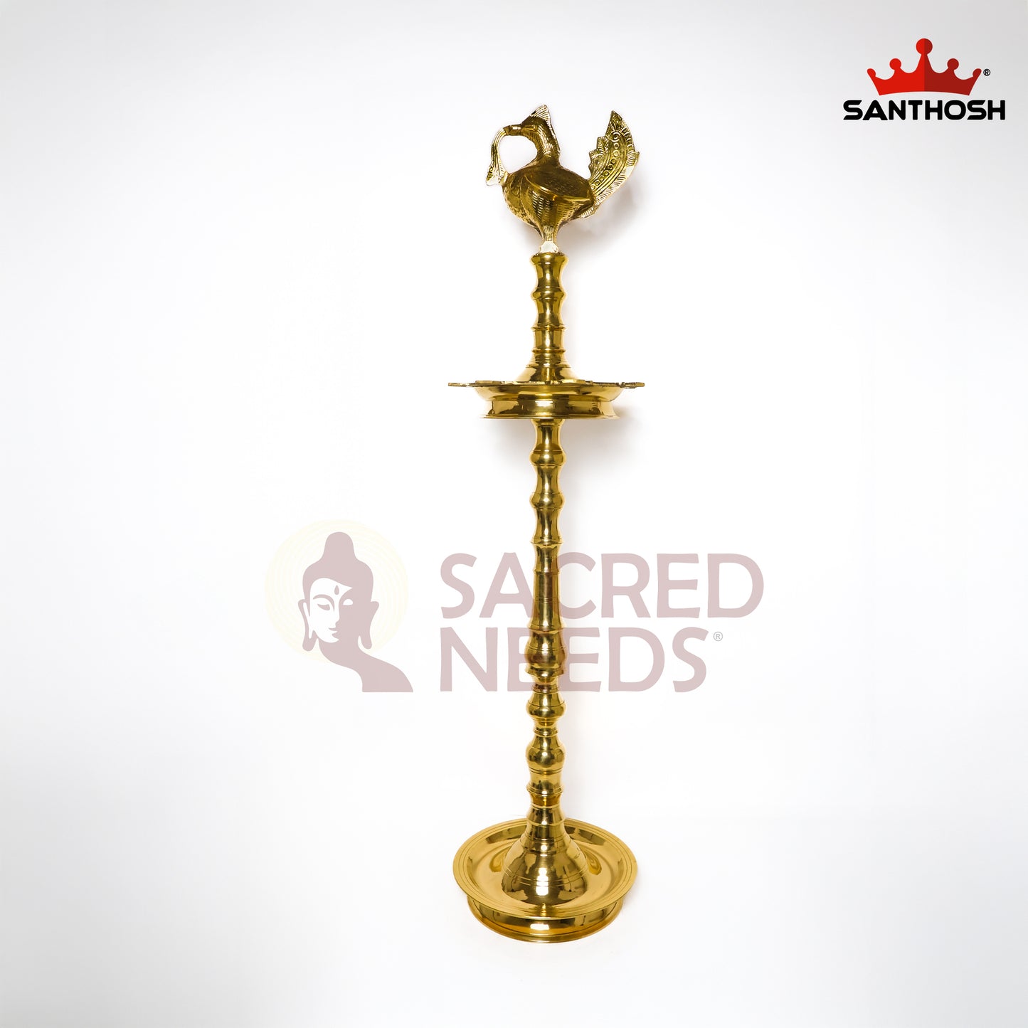 Sacred Needs Brass Annapakshi Kerala Vilakku – 59 Inch (150 cm) Height | Traditional Kerala Oil Lamp with Annapakshi Design for Temple & Rituals