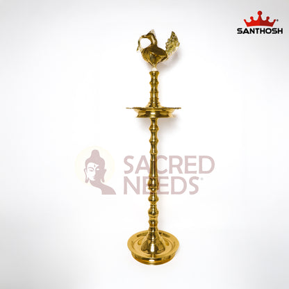 Sacred Needs Brass Annapakshi Kerala Vilakku – 59 Inch (150 cm) Height | Traditional Kerala Oil Lamp with Annapakshi Design for Temple & Rituals