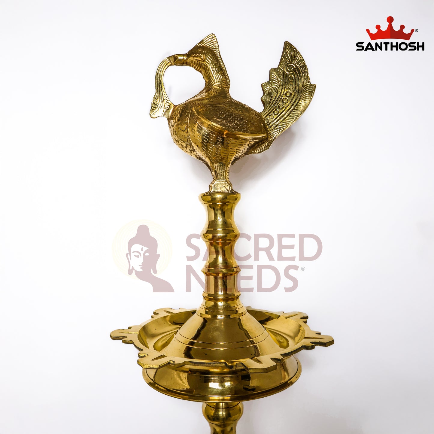 Sacred Needs Brass Annapakshi Kerala Vilakku – 59 Inch (150 cm) Height | Traditional Kerala Oil Lamp with Annapakshi Design for Temple & Rituals