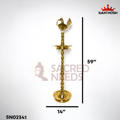 Sacred Needs Brass Annapakshi Kerala Vilakku – 59 Inch (150 cm) Height | Traditional Kerala Oil Lamp with Annapakshi Design for Temple & Rituals