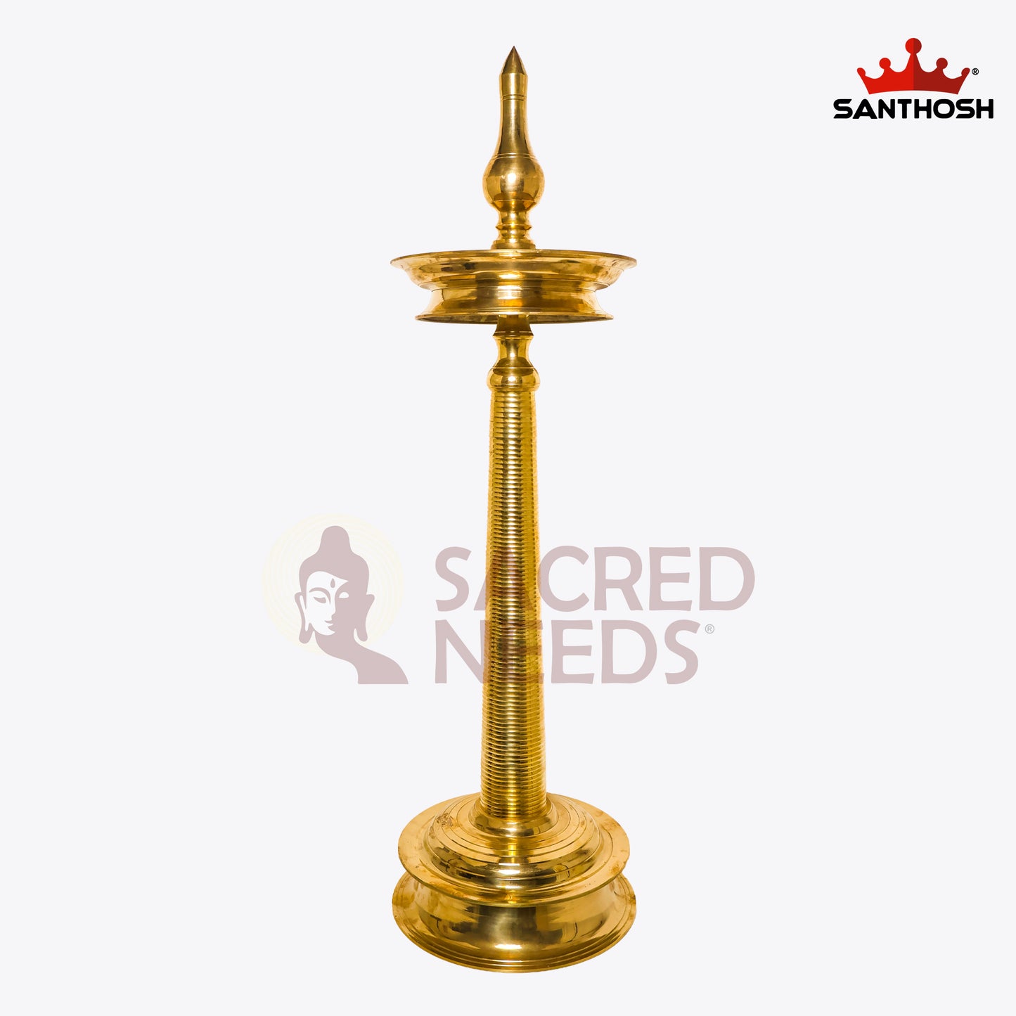 Sacred Needs AKP Brass Nandan Vilakku – 55.5 Inch (141 cm) Height | Traditional Tall Brass Lamp for Temple, Pooja & Festive Rituals