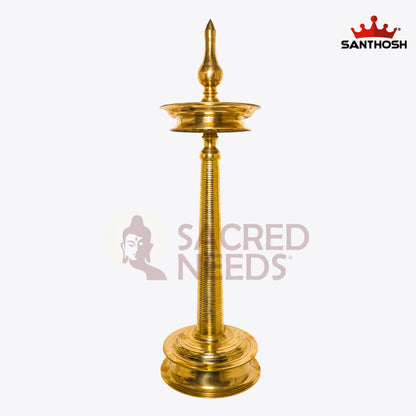 Sacred Needs AKP Brass Nandan Vilakku – 55.5 Inch (141 cm) Height | Traditional Tall Brass Lamp for Temple, Pooja & Festive Rituals