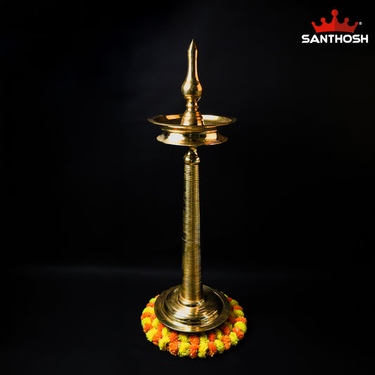 Sacred Needs AKP Brass Nandan Vilakku – 55.5 Inch (141 cm) Height | Traditional Tall Brass Lamp for Temple, Pooja & Festive Rituals