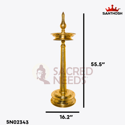 Sacred Needs AKP Brass Nandan Vilakku – 55.5 Inch (141 cm) Height | Traditional Tall Brass Lamp for Temple, Pooja & Festive Rituals