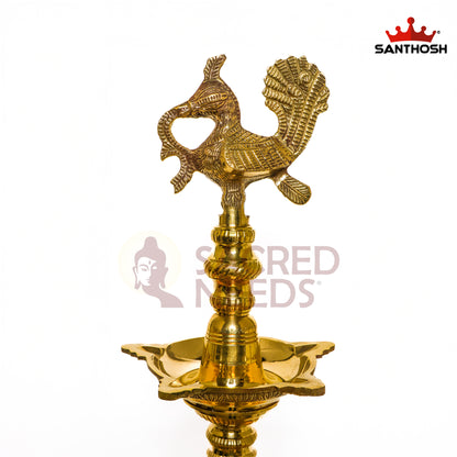 Sacred Needs 3 Step Annam Kuthu Vilakku – 32 Inch (81.3 cm) Height | Traditional Brass Annam Deepam Lamp for Temple, Pooja & Festivals