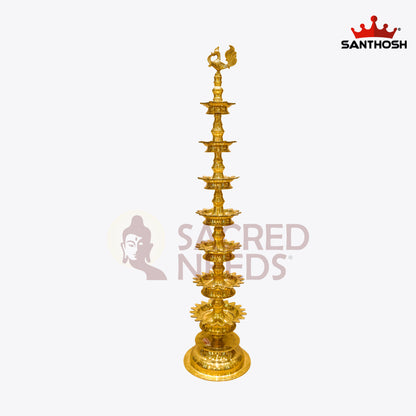 Sacred Needs 7 Step Deepastambham Brass Lamp – 48 Inch (121.9 cm) Height | Traditional Multi-Tier Deepa Stambh for Temple, Pooja & Festivals