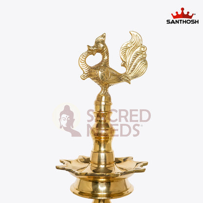 Sacred Needs Brass 5 Step Tortoise Deepastambham – 39.2 Inch (99.6 cm) Height | Traditional Brass Lamp with Tortoise Base for Temple, Pooja & Rituals