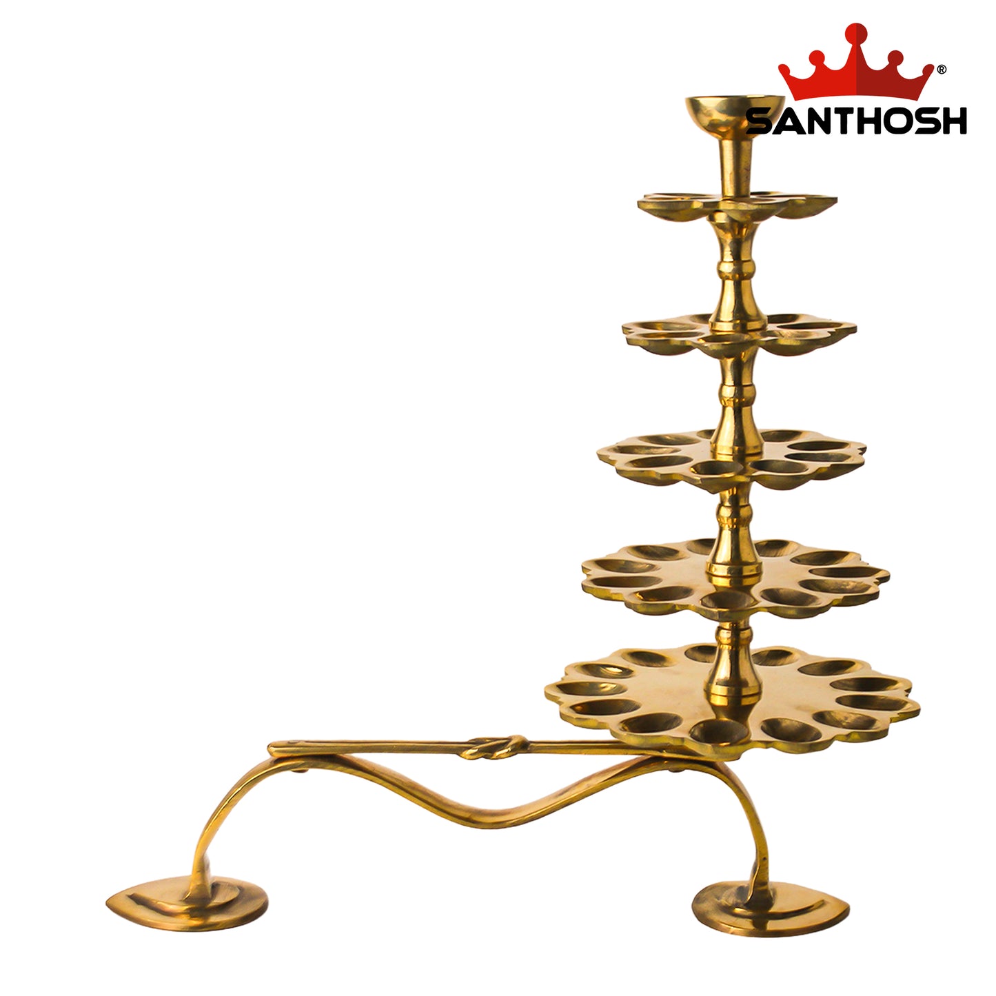 Brass 5 Step Deeparadhana Stand – 16 Inch | Multi-Step Pooja Deepam for Temple & Festivals