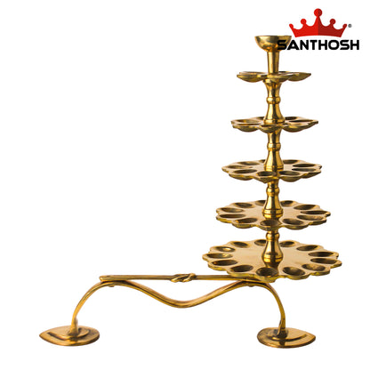 Brass 5 Step Deeparadhana Stand – 16 Inch | Multi-Step Pooja Deepam for Temple & Festivals