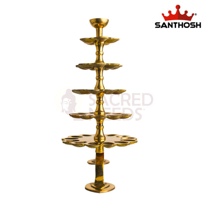 Brass 5 Step Deeparadhana Stand – 16 Inch | Multi-Step Pooja Deepam for Temple & Festivals
