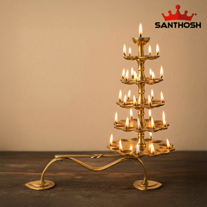 Brass 5 Step Deeparadhana Stand – 16 Inch | Multi-Step Pooja Deepam for Temple & Festivals