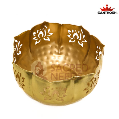 Sacred Needs Iron Cut Urli Bowl – 5.4 Inch (13.7 cm) Height | Decorative Metal Urli for Home Décor, Floating Flowers & Festive Decoration