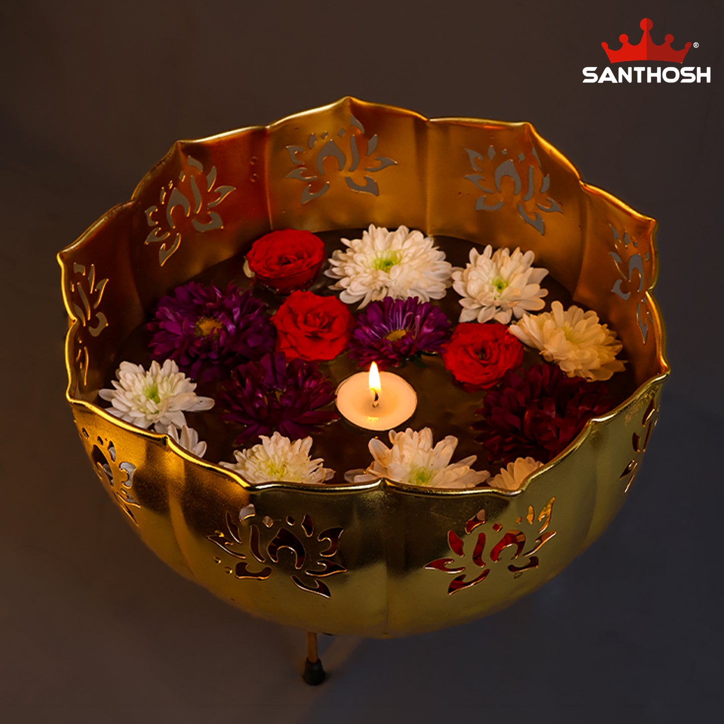 Sacred Needs Iron Cut Urli Bowl – 5.4 Inch (13.7 cm) Height | Decorative Metal Urli for Home Décor, Floating Flowers & Festive Decoration