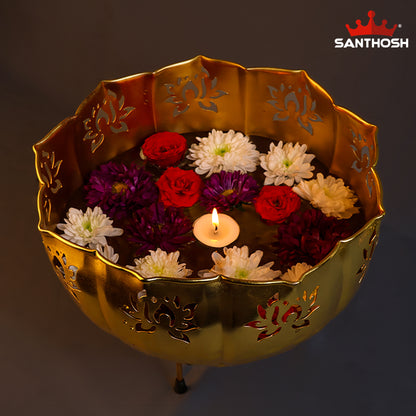 Sacred Needs Iron Cut Urli Bowl – 5.4 Inch (13.7 cm) Height | Decorative Metal Urli for Home Décor, Floating Flowers & Festive Decoration