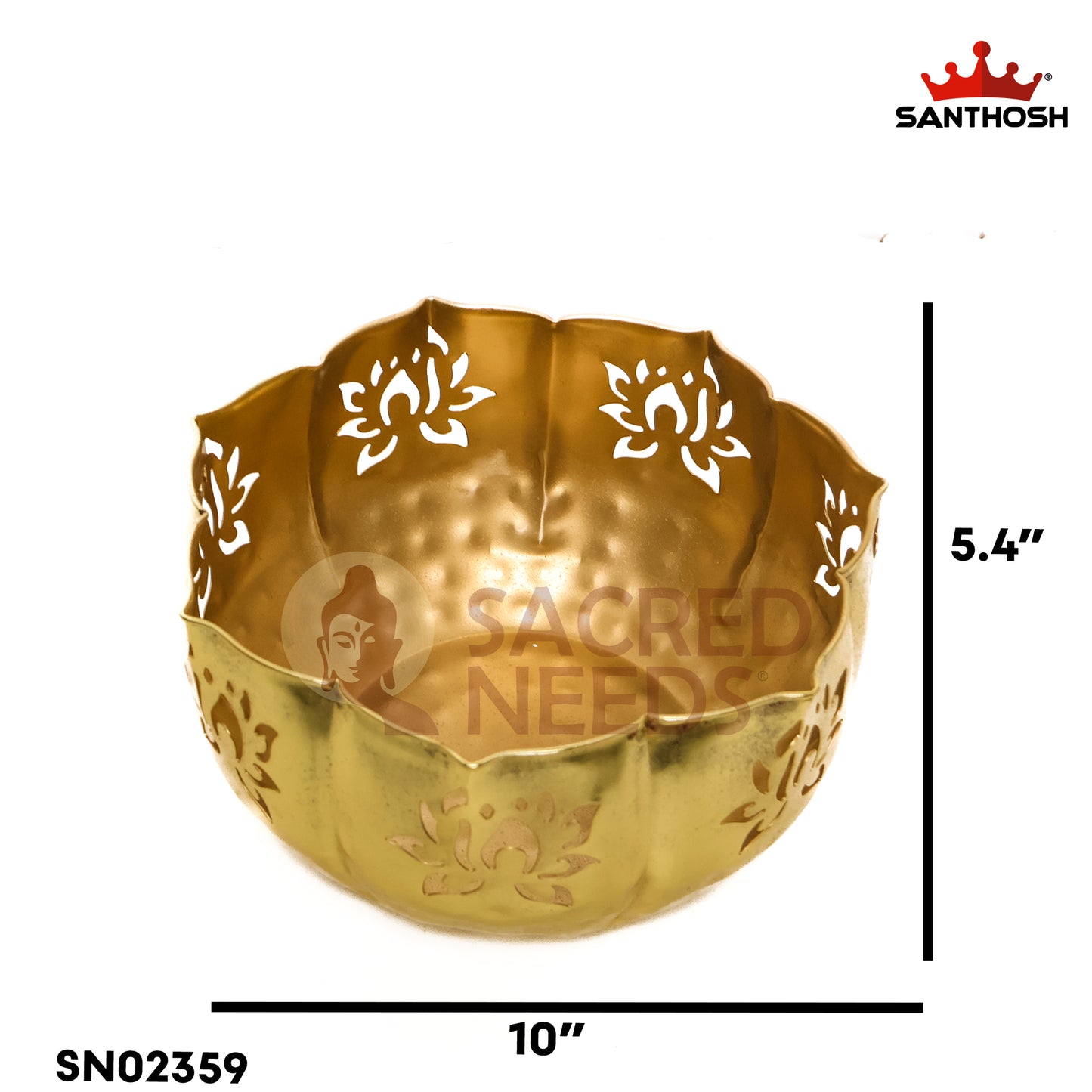 Sacred Needs Iron Cut Urli Bowl – 5.4 Inch (13.7 cm) Height | Decorative Metal Urli for Home Décor, Floating Flowers & Festive Decoration