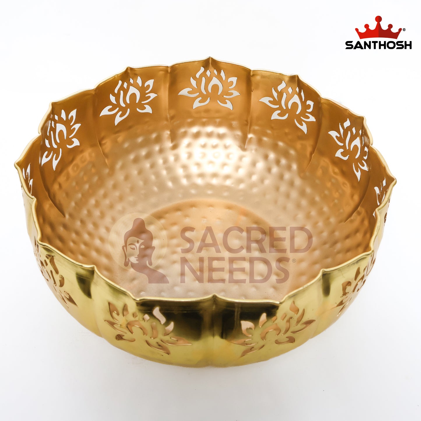 Sacred Needs Iron Cut Urli Bowl – 6 Inch (15.2 cm) Height | Decorative Metal Urli for Floating Flowers, Candles & Home Décor