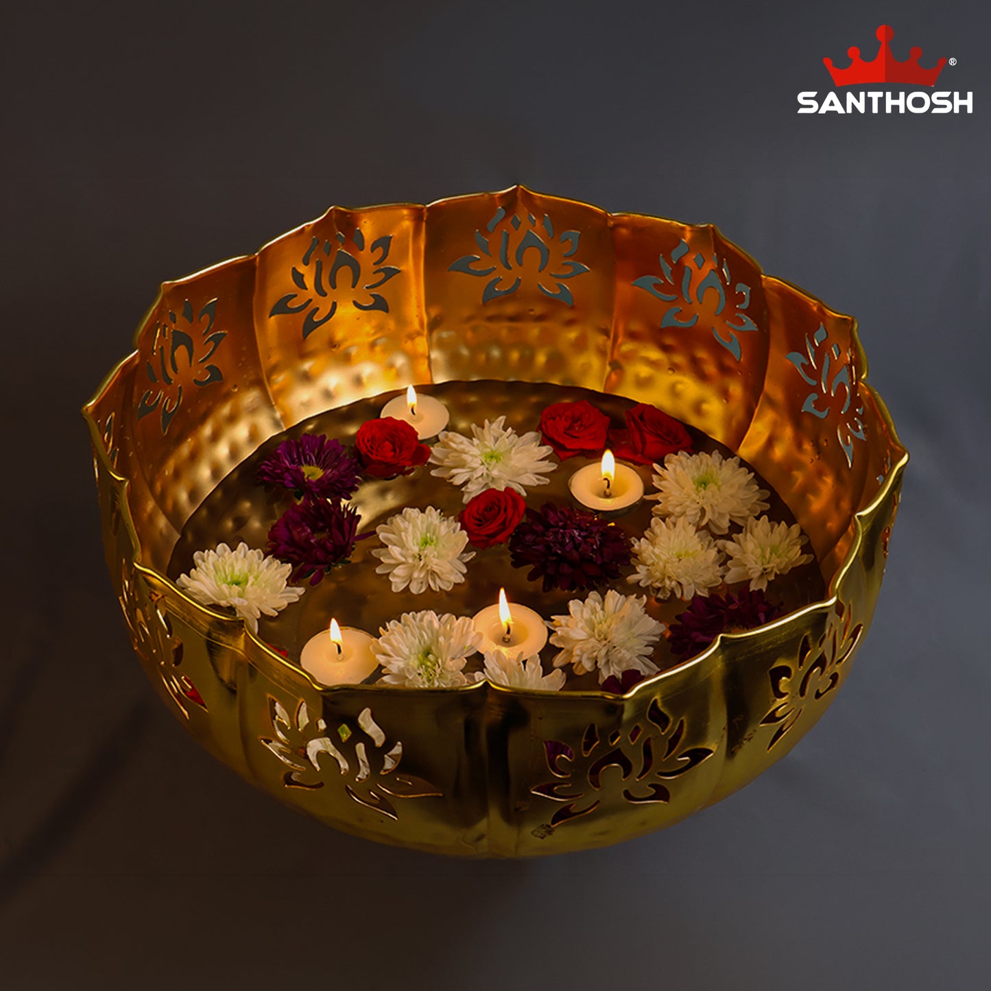 Sacred Needs Iron Cut Urli Bowl – 6 Inch (15.2 cm) Height | Decorative Metal Urli for Floating Flowers, Candles & Home Décor