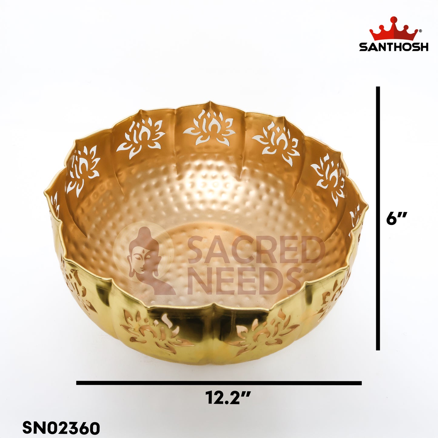 Sacred Needs Iron Cut Urli Bowl – 6 Inch (15.2 cm) Height | Decorative Metal Urli for Floating Flowers, Candles & Home Décor