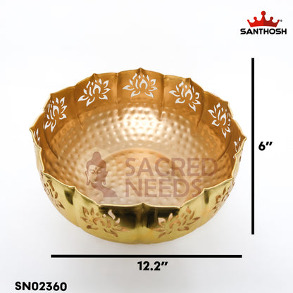 Sacred Needs Iron Cut Urli Bowl – 6 Inch (15.2 cm) Height | Decorative Metal Urli for Floating Flowers, Candles & Home Décor
