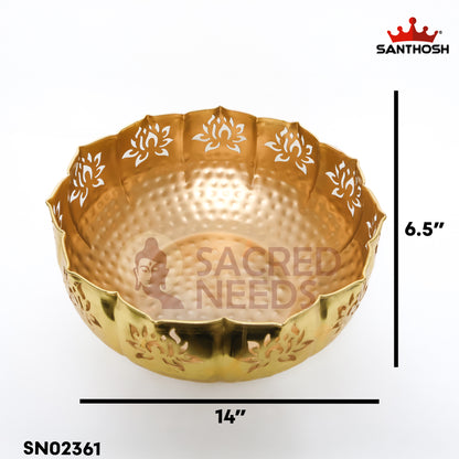 Sacred Needs Iron Cut Urli Bowl – 6.5 Inch (16.5 cm) Height | Decorative Iron Urli for Floating Flowers, Candles & Home Décor