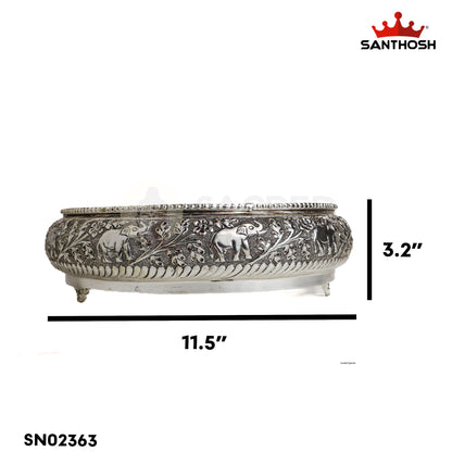 Sacred Needs Copper Embossed Leg Urli – 3.2 Inch (8.1 cm) Height | Decorative Copper Urli Bowl with Legs for Floating Flowers, Candles & Home Décor