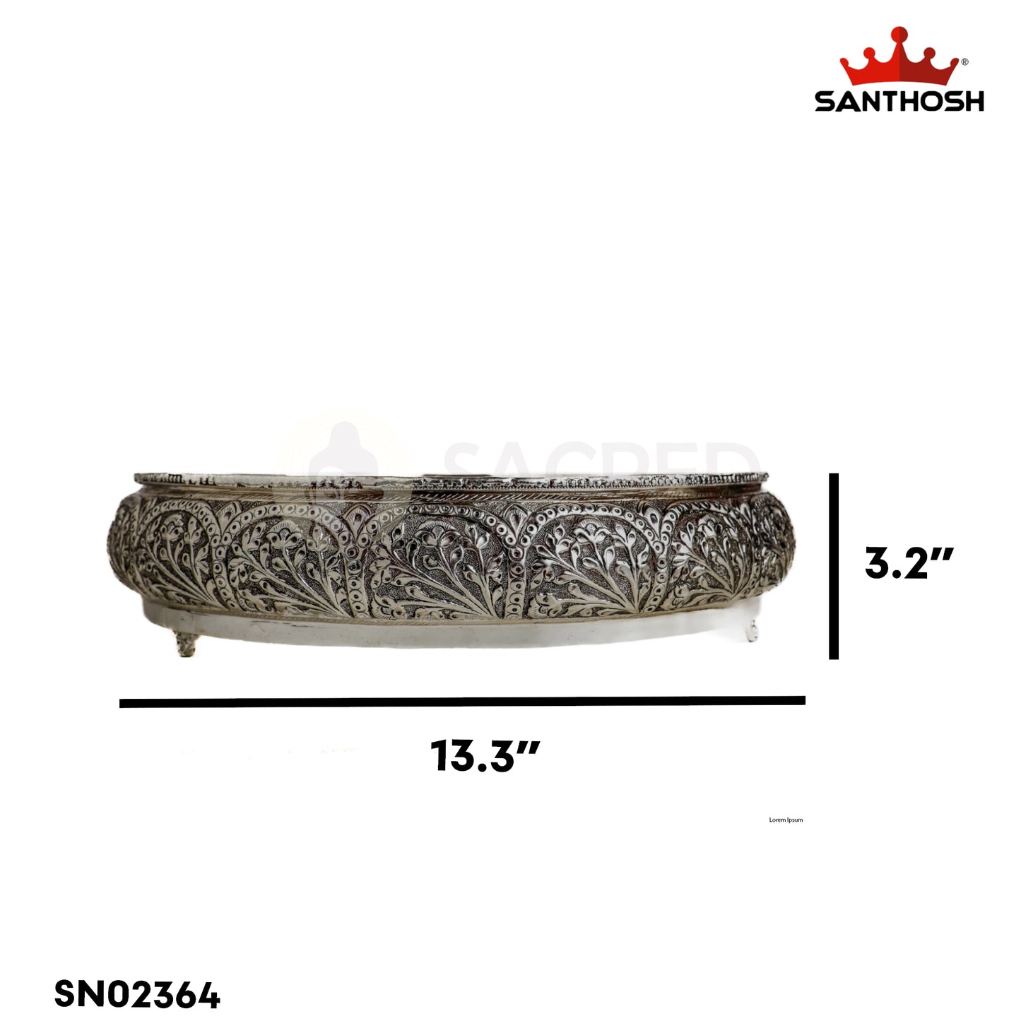Sacred Needs Copper Embossed Leg Urli – 3.2 Inch (8.1 cm) Height | Decorative Copper Urli Bowl with Legs for Floating Flowers, Candles & Home Décor