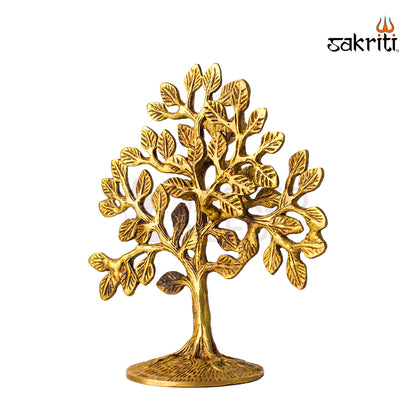 Brass Tree Showpiece – 6.5 Inch | Traditional Decorative Brass Tree for Home & Office