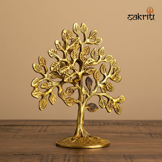 Brass Tree Showpiece – 6.5 Inch | Traditional Decorative Brass Tree for Home & Office