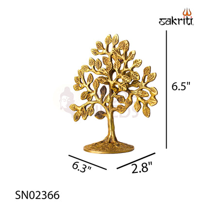 Brass Tree Showpiece – 6.5 Inch | Traditional Decorative Brass Tree for Home & Office