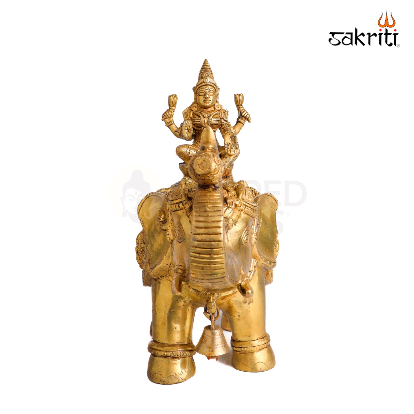 Sacred Needs Brass Ashtalakshmi with Elephant Idol – 12 Inch (30.5 cm) Height | Goddess Ashta Lakshmi Statue for Temple, Pooja Room & Home Décor