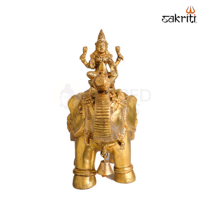 Sacred Needs Brass Ashtalakshmi with Elephant Idol – 12 Inch (30.5 cm) Height | Goddess Ashta Lakshmi Statue for Temple, Pooja Room & Home Décor