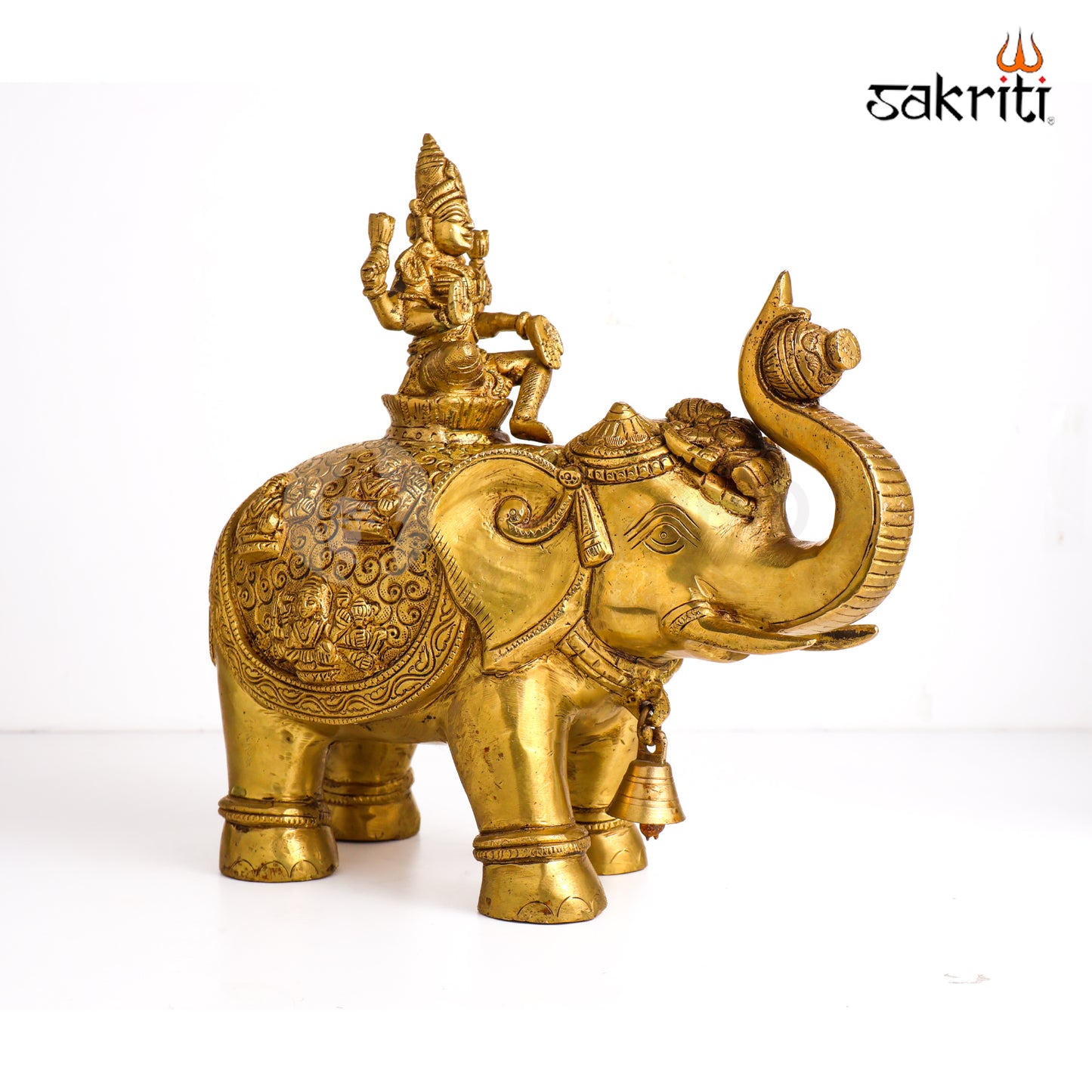 Sacred Needs Brass Ashtalakshmi with Elephant Idol – 12 Inch (30.5 cm) Height | Goddess Ashta Lakshmi Statue for Temple, Pooja Room & Home Décor