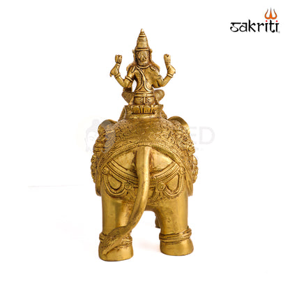 Sacred Needs Brass Ashtalakshmi with Elephant Idol – 12 Inch (30.5 cm) Height | Goddess Ashta Lakshmi Statue for Temple, Pooja Room & Home Décor