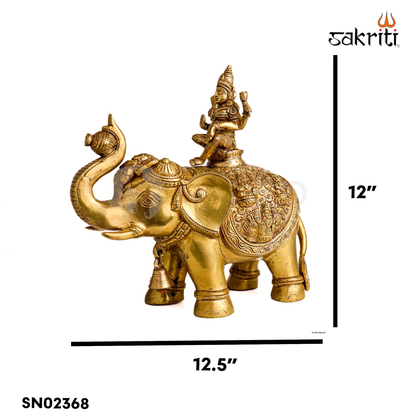 Sacred Needs Brass Ashtalakshmi with Elephant Idol – 12 Inch (30.5 cm) Height | Goddess Ashta Lakshmi Statue for Temple, Pooja Room & Home Décor