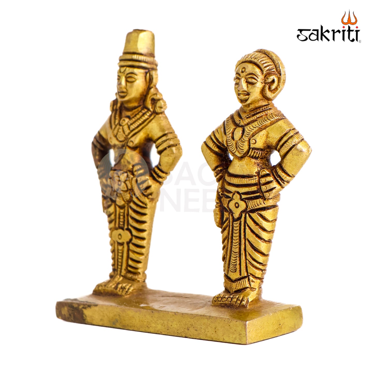 Sacred Needs Brass Vitthal & Rukmini Idol – 3 Inch (7.6 cm) Height | Lord Vitthal Rukmini Statue for Pooja Room, Temple & Spiritual Décor