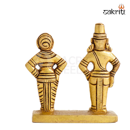 Sacred Needs Brass Vitthal & Rukmini Idol – 3 Inch (7.6 cm) Height | Lord Vitthal Rukmini Statue for Pooja Room, Temple & Spiritual Décor