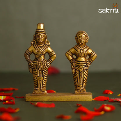Sacred Needs Brass Vitthal & Rukmini Idol – 3 Inch (7.6 cm) Height | Lord Vitthal Rukmini Statue for Pooja Room, Temple & Spiritual Décor