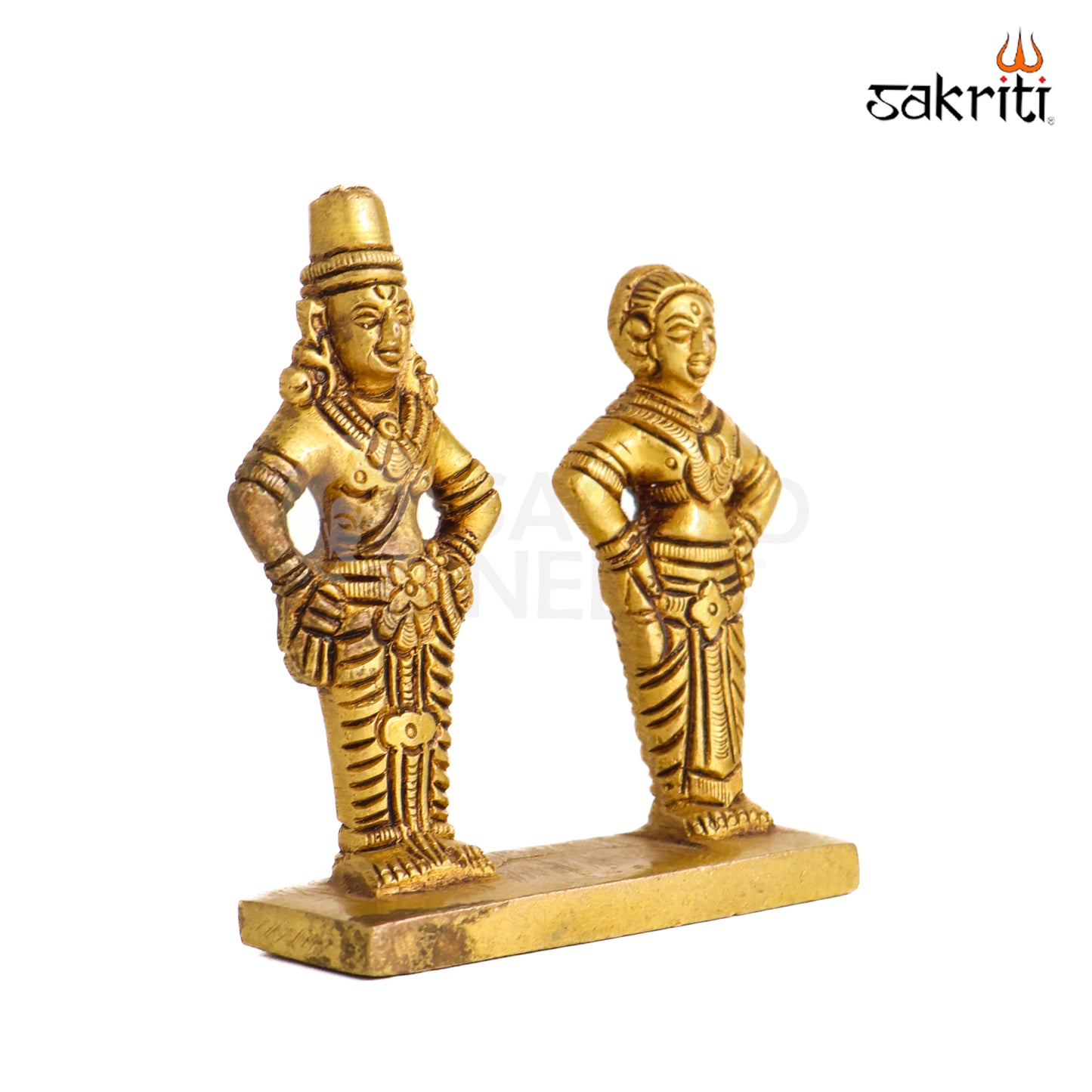 Sacred Needs Brass Vitthal & Rukmini Idol – 3 Inch (7.6 cm) Height | Lord Vitthal Rukmini Statue for Pooja Room, Temple & Spiritual Décor