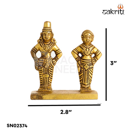 Sacred Needs Brass Vitthal & Rukmini Idol – 3 Inch (7.6 cm) Height | Lord Vitthal Rukmini Statue for Pooja Room, Temple & Spiritual Décor