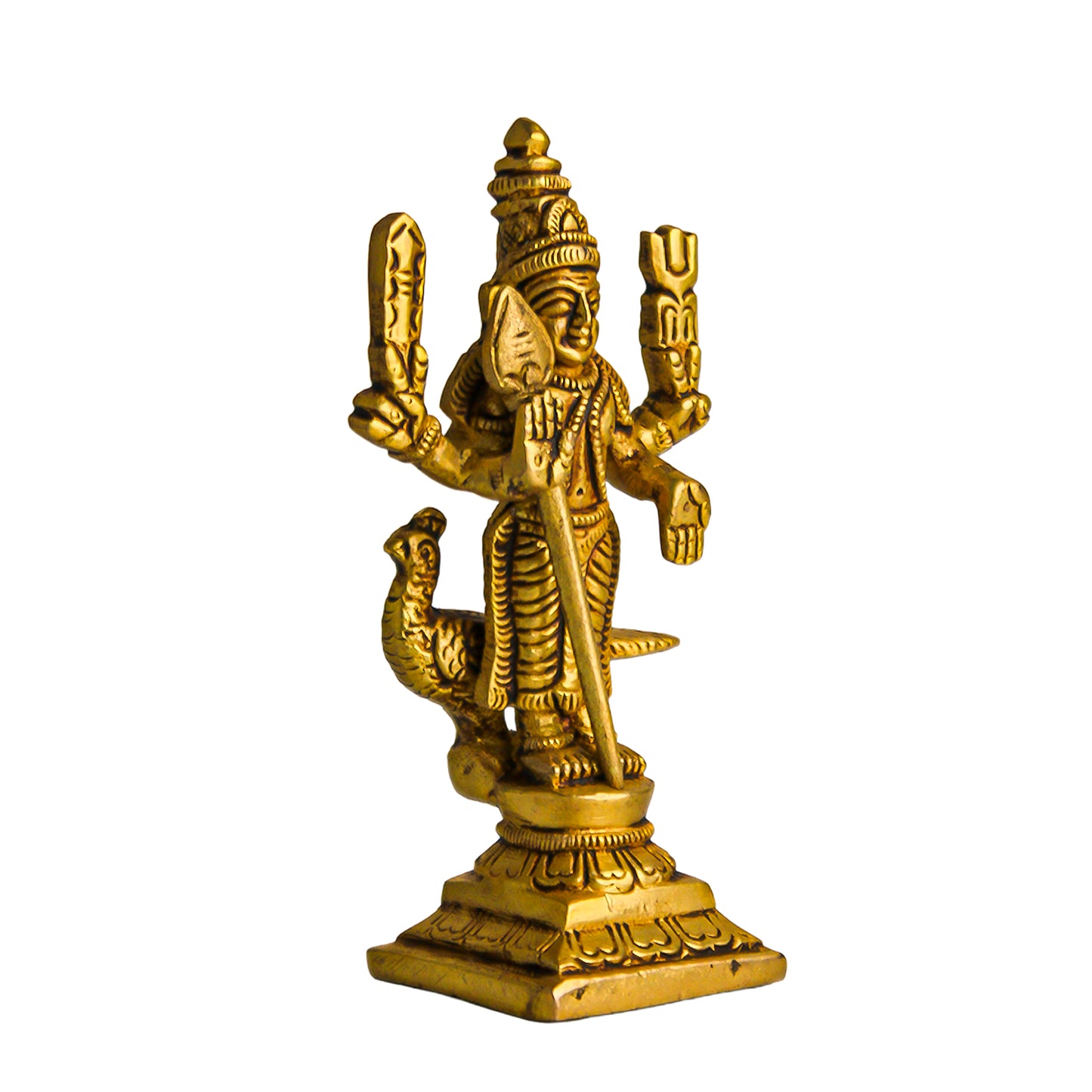 Brass Murugan Idol – 3.9 Inch | Lord Murugan Statue for Temple, Home & Gifts