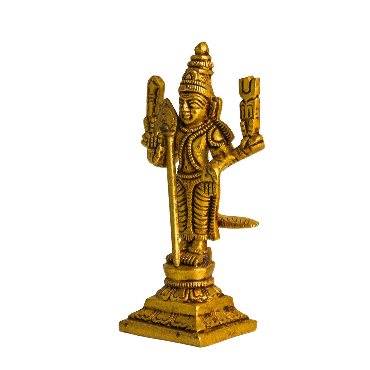 Brass Murugan Idol – 3.9 Inch | Lord Murugan Statue for Temple, Home & Gifts