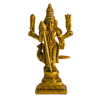 Brass Murugan Idol – 3.9 Inch | Lord Murugan Statue for Temple, Home & Gifts
