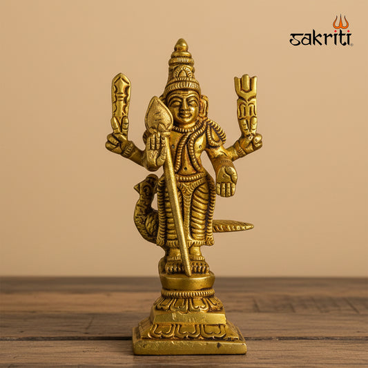 Brass Murugan Idol – 3.9 Inch | Lord Murugan Statue for Temple, Home & Gifts