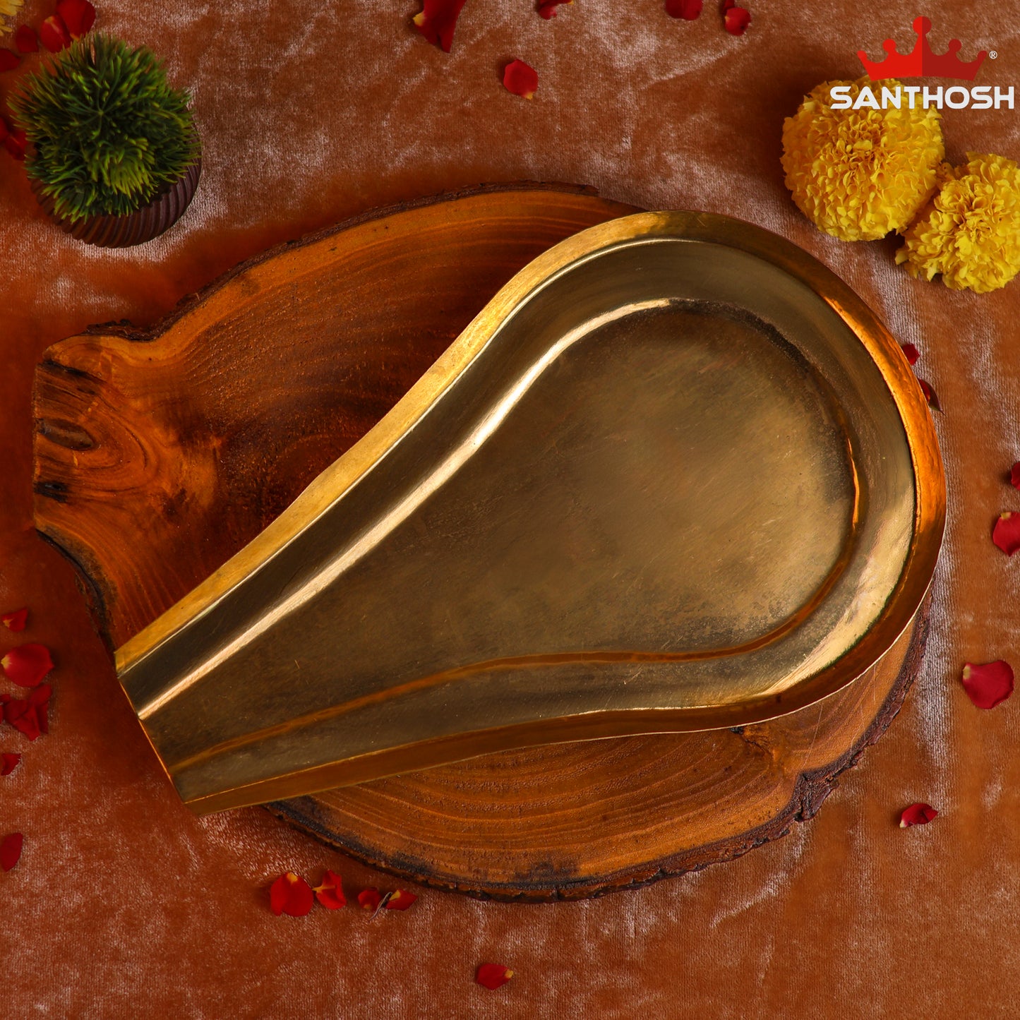 Sacred Needs Brass ICC Abhisheka Plate – 12 Inch (30.5 cm) Diameter | Traditional Brass Abhishekam Plate for Pooja, Temple & Ritual Use