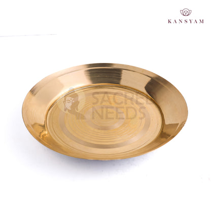 Sacred Needs Bronze Parath Plate – 10 Inch (25.4 cm) Diameter | Traditional Bronze Plate for Pooja Rituals, Prasadam & Temple Use