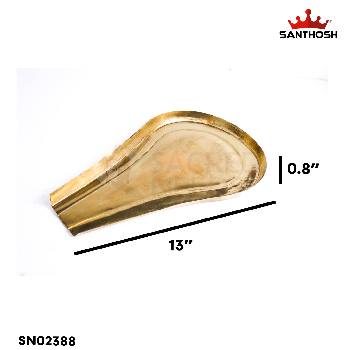 Sacred Needs Brass ICC Abhisheka Plate – 13 Inch (33 cm) Length | Traditional Brass Abhishekam Plate for Temple Rituals, Pooja & Spiritual Ceremonies